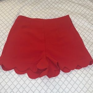 Red High Waist Shorts